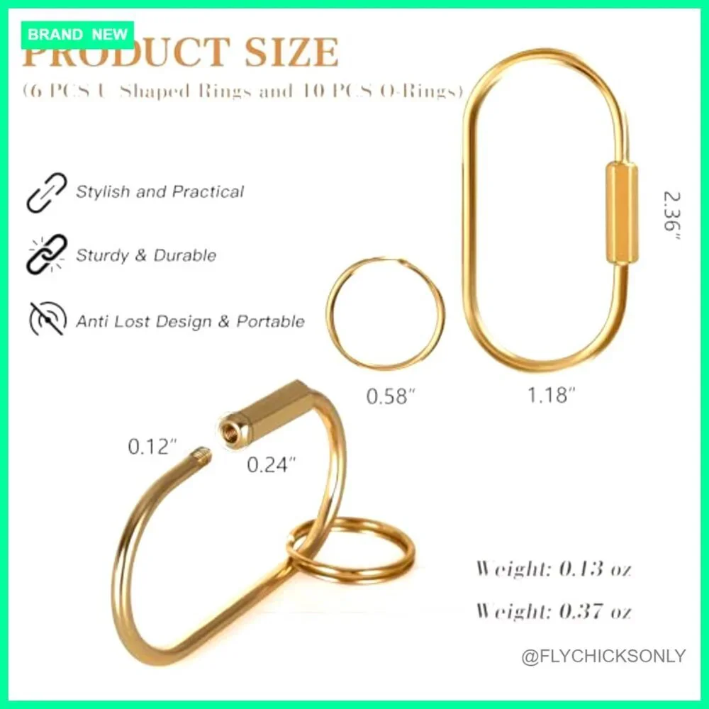 Brass Key Ring Organizer Set with Secure Screw Locking, 16 Pieces